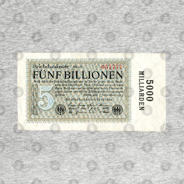 Weimar Germany 5 Billion Marks Money Banknote 1923 by mwcannon